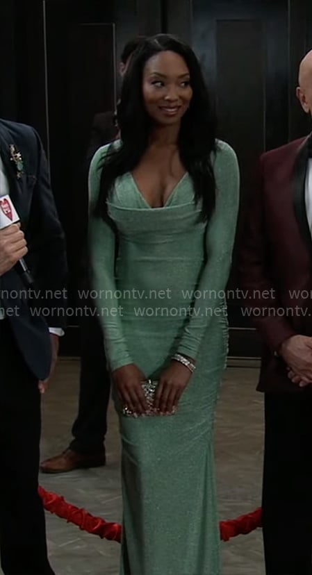 Jordan’s green Nurses Ball 2025 gown on General Hospital