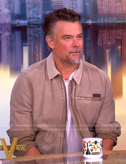 Josh Duhamel's khaki zip front jacket on The View