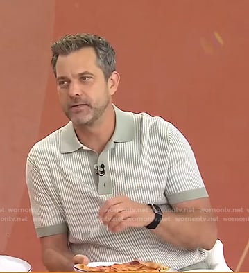 Joshua Jackson’s khaki green knit polo on Today
