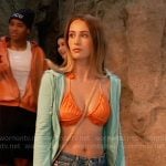 Josslyn’s orange bikini top and denim shorts on General Hospital