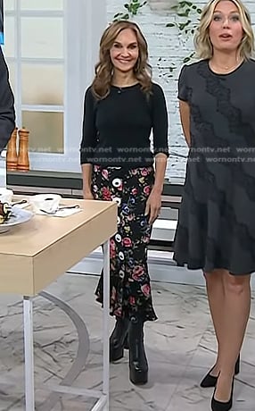 Joy’s black floral skirt on Today