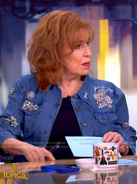 Joy’s denim crystal embellished jacket on The View