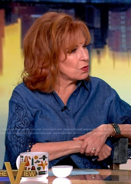 Joy's chambray embroidered top on The View