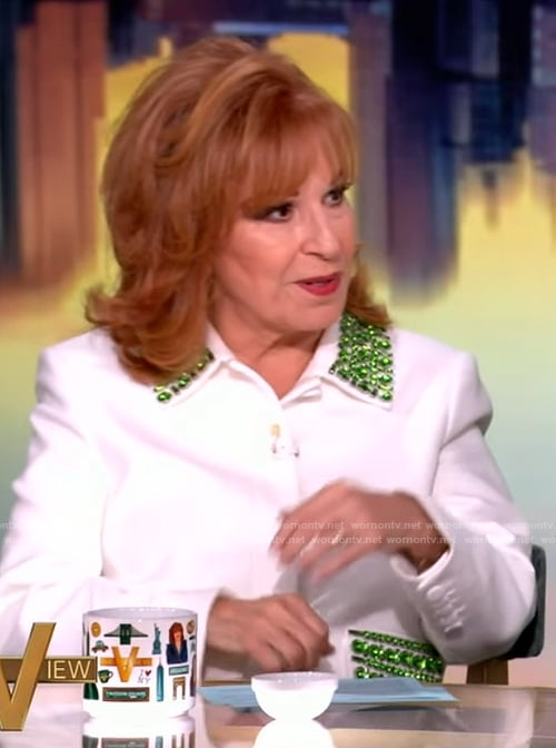 Joy's white embellished jacket on The View