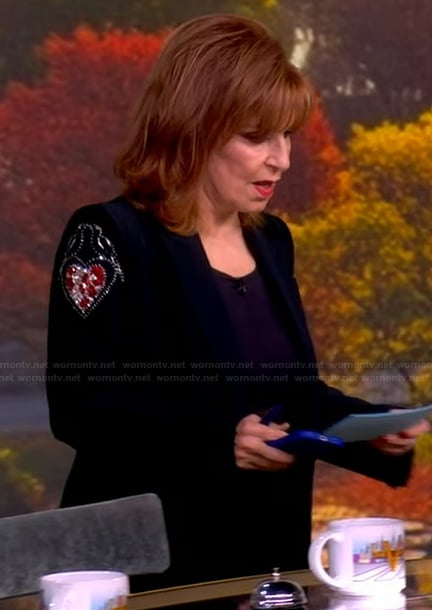 Joy's black heart embellished blazer on The View