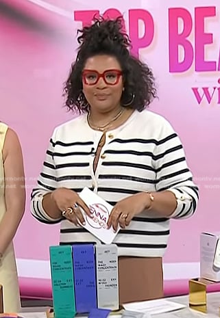 Julee Wilson’s white striped cardigan on Today
