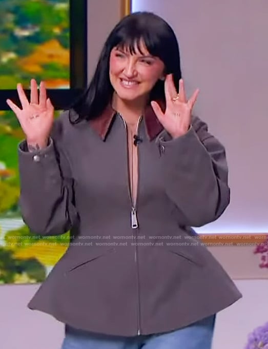 Julia Michaels’s gray peplum jacket on The Jennifer Hudson Show