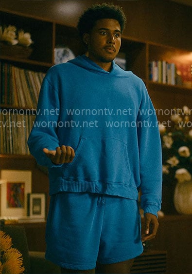 Justin’s blue hoodie and shorts set on Forever