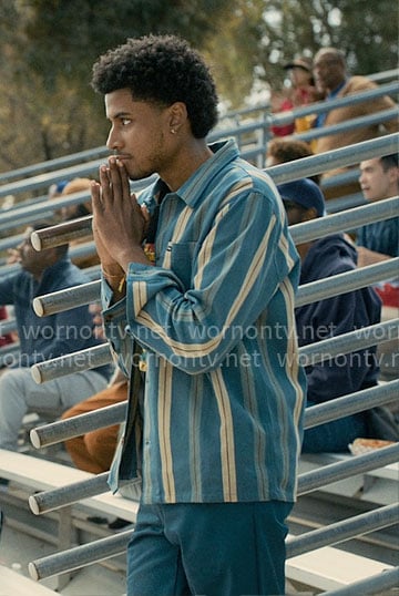 Justin's blue vertical stripe shirt on Forever