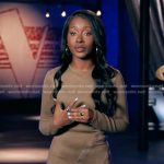 Kaiya Hamilton’s suede zip detail asymmetric dress on The Voice