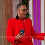 Kalen Allen’s red double breasted coat on Sherri