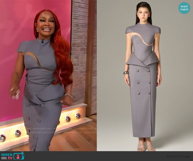 Kalisa Vogue Short Sleeve Wave Cut-Out Maxi Dress worn by Phaedra Parks on Sherri