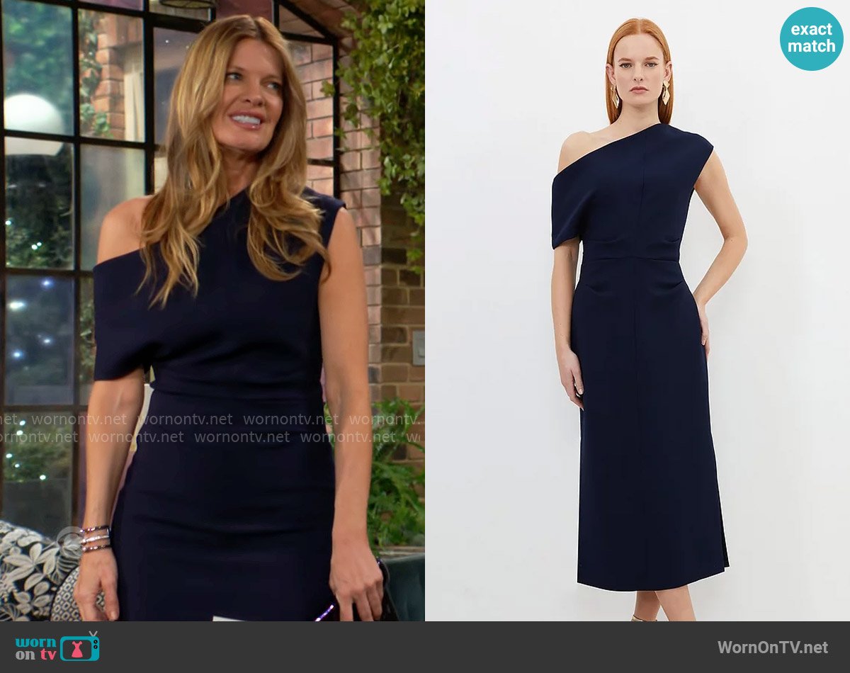 Karen Millen Compact Stretch Drop Shoulder Tailored Midi Dress worn by Phyllis Summers (Michelle Stafford) on The Young and the Restless