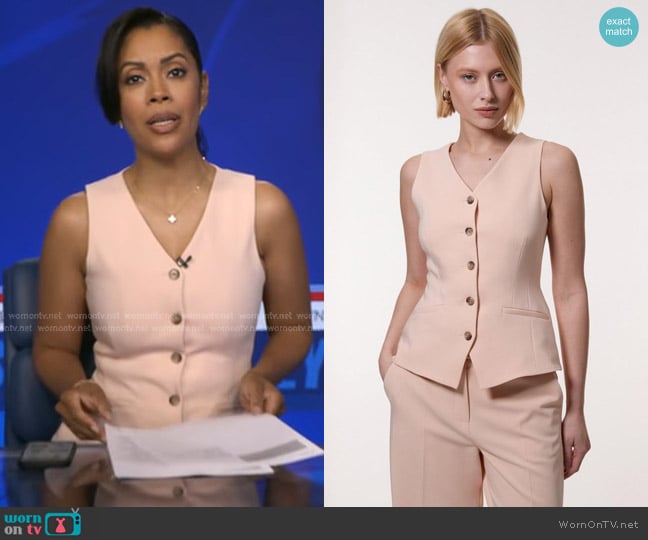 Karen Millen Tailored Longline Vest in Blush worn by Shirleen Allicot on Good Morning America