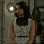 Kat’s tweed and lace tops on Beyond the Gates