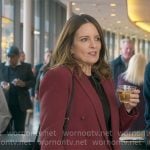 Kate’s red blazer and black zip sweater on The Four Seasons