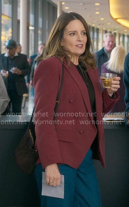 Kate's red blazer and black zip sweater on The Four Seasons