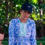 Kate’s blue printed rashguard and shorts set on The Four Seasons