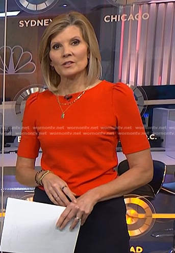 Kate’s orange puff sleeve top on NBC News Daily