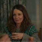 Kate’s grey and green printed sweater on The Four Seasons