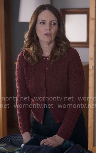 Kate's red cable-knit cardigan on The Four Seasons