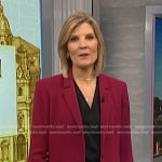 Kate's burgundy ruched sleeve blazer on NBC News Daily