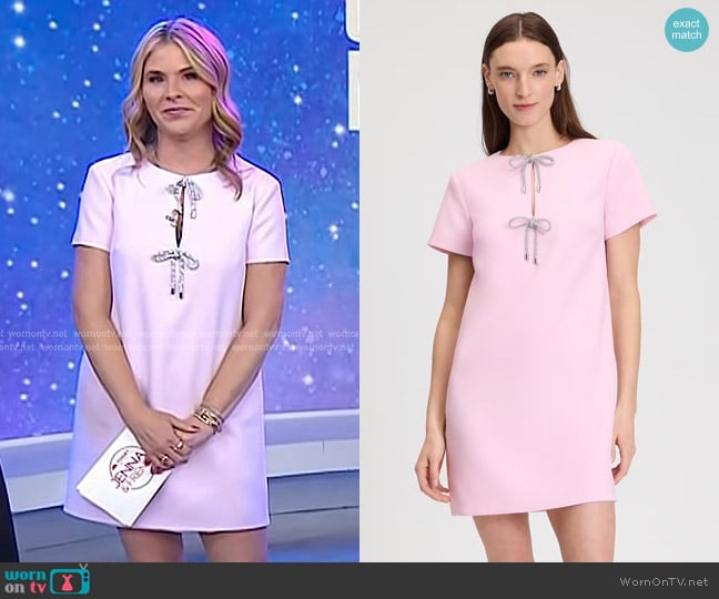 Kate Spade Rhinestone Bow Dress in Pink Lemonade worn by Jenna Bush Hager on Today