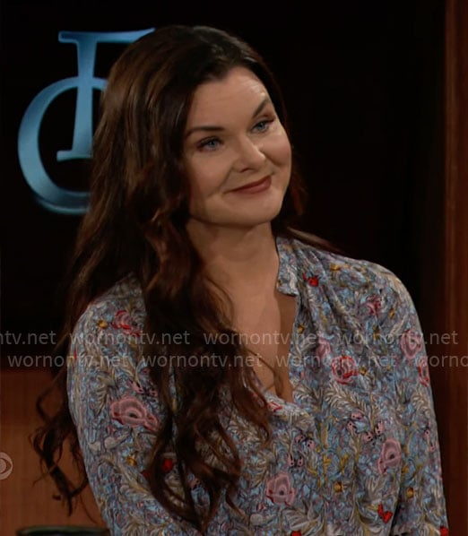 Katie’s floral top on The Bold and the Beautiful