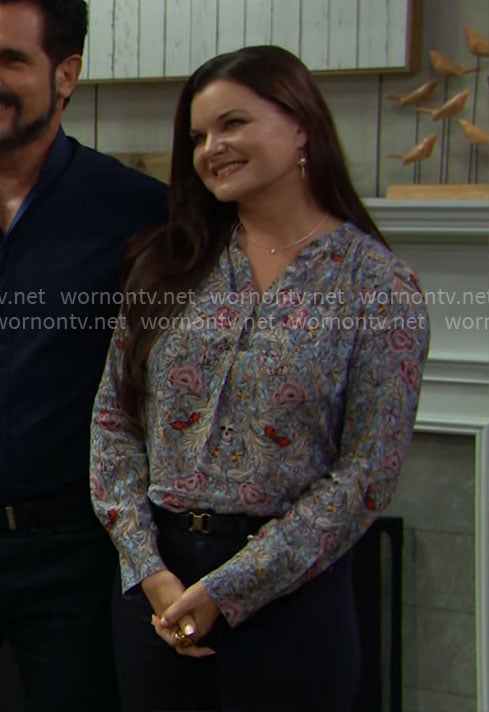 Katie's floral top on The Bold and the Beautiful