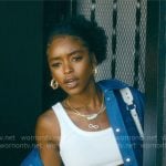Keisha’s blue oversized shirt jacket on Forever
