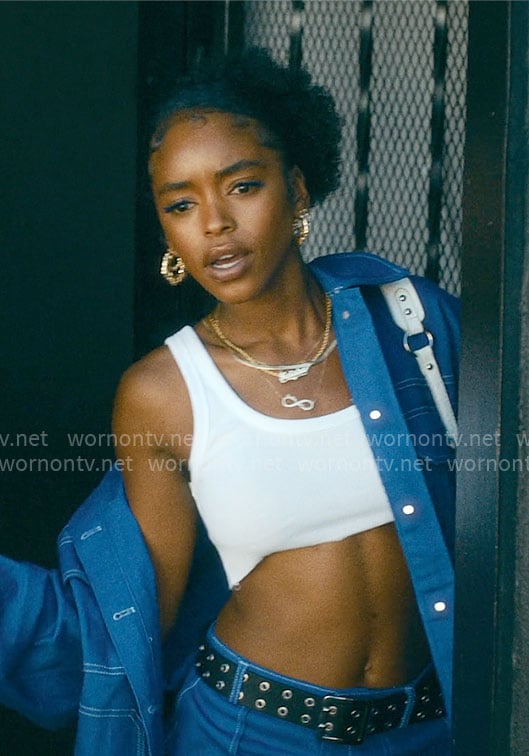 Keisha's blue oversized shirt jacket on Forever