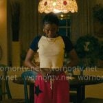 Keisha’s raglan sleeve top and star sweatpants on Forever
