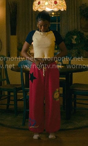 Keisha's raglan sleeve top and star sweatpants on Forever
