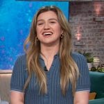 Kelly’s blue ribbed polo dress on The Kelly Clarkson Show