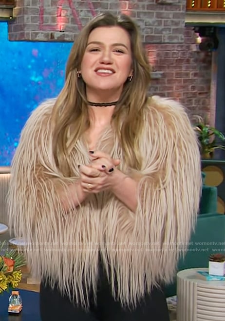 Kelly’s fur jacket on The Kelly Clarkson Show