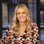 Kelly’s abstract print shirt on Live with Kelly and Mark