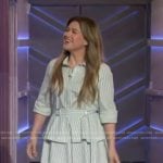 Kelly’s striped belted mini dress on The Kelly Clarkson Show