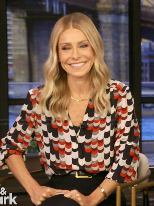 Kelly's abstract print shirt on Live with Kelly and Mark