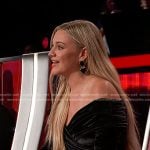 Kelsea Ballerini’s black cutout velvet jumpsuit on The Voice