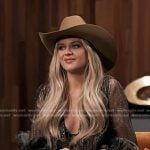 Kelsea Ballerini’s lurex paisley sheer maxi dress on The Voice