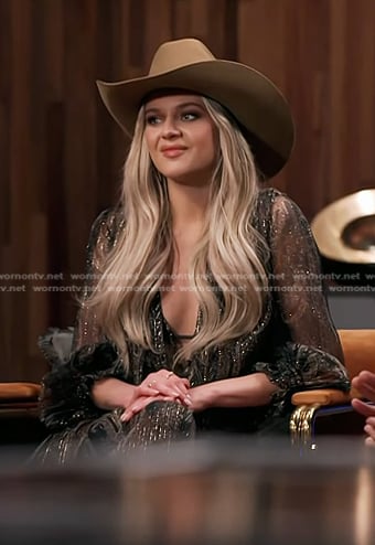 Kelsea Ballerini's lurex paisley sheer maxi dress on The Voice