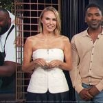 Keltie’s white belted strapless vest on E! News