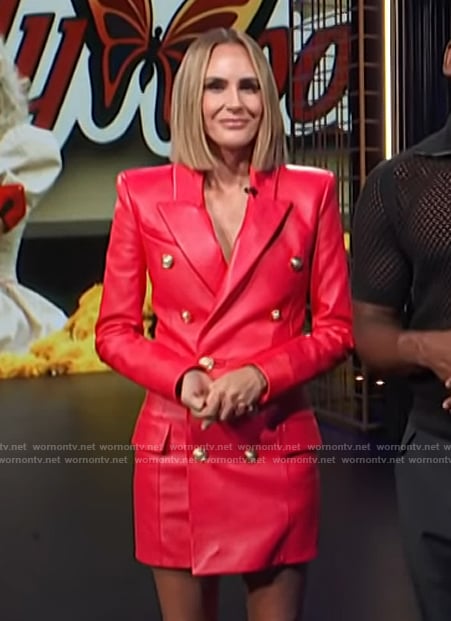 Keltie's pink leather double breasted jacket on E! News