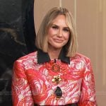 Keltie’s red rose jacquard jacket and mini skirt on E! News