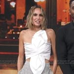Keltie’s white bow top and wide leg pants on E! News