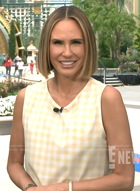 Keltie’s yellow gingham check top on E! News