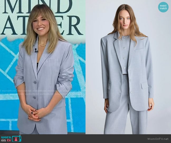 Kenneth Cole Pinstripe Button Notch Collar Jacket worn by Rachel Platten on Today