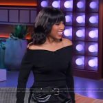 Kerry Washington’s black leather skirt on The Kelly Clarkson Show