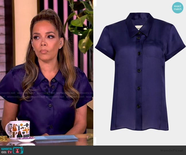 Khaite Keefe Short-Sleeve Silk Shirt worn by Sunny Hostin on The View