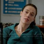 Kim's green rib knit polo sweater on Chicago PD